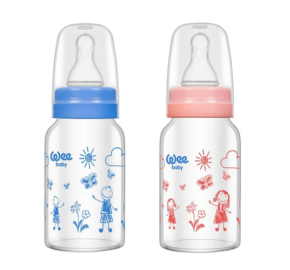 Wee Baby Isıya Dayanıklı Cam Biberon 120ML (Kod:770) Seçenekli