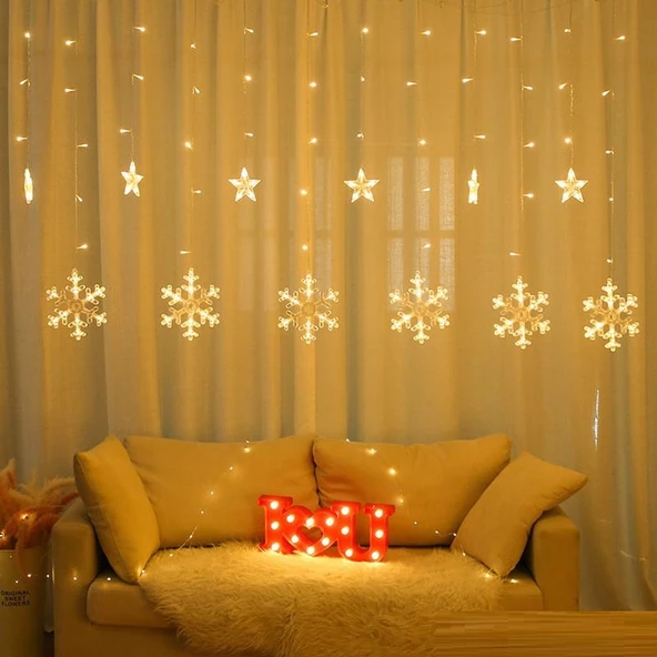 VIP YILBAŞI IŞIĞI YILBAŞI SÜSLEME IŞIĞI GÜN IŞIĞI SALKIM LED IŞIK KAR TANESİ SALKIM IŞIK NOEL IŞIĞI - Resim 2