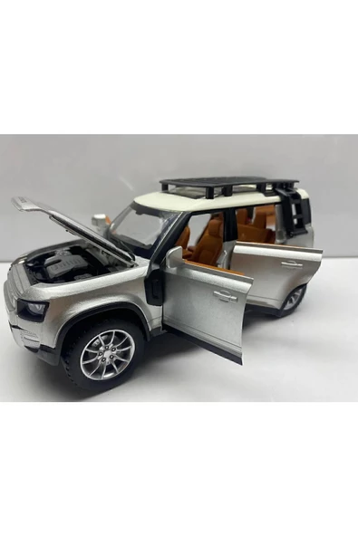 HEPSİLAZIM Land Rover Defender Metal Araba 23 Cm Sesli Işıklı Kapılar Bagaj Kaput Açılır Oyuncak Demir Araç - 5