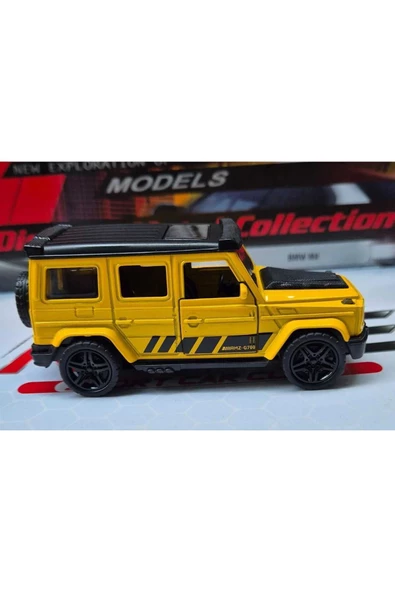 HEPSİLAZIM 12 Cm Metal Model Oyuncak Araba Land Rover Defender Çek bırak Jeep Sarı Jip Kapılar Bagaj Açılır - 2