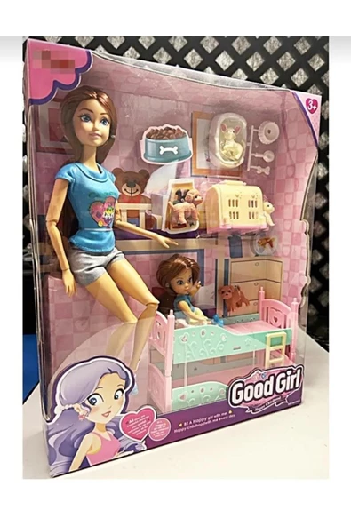 HEPSİLAZIM Bebek Anne-Kız 29 cm-Aksesuarlı Ranzalı Yavru Köpekli El-Ayak Sonsuz Hareketli Et Bebeği - 3