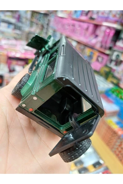 HEPSİLAZIM 12 Cm Metal Model Oyuncak Araba Land Rover Defender Çek bırak Jeep Askeri Jip Kapılar Bagaj Açılır - 8