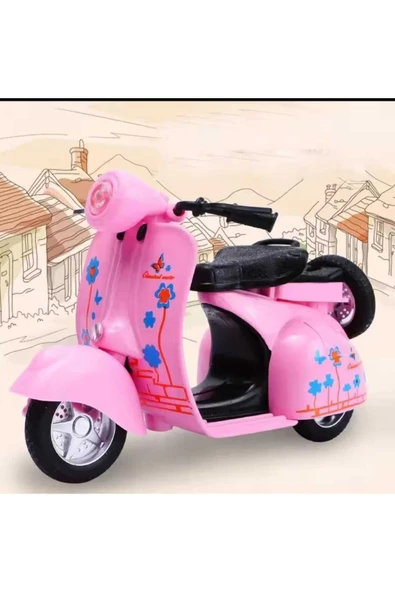 HEPSİLAZIM Diecast Model Pembe Vespa Motor Scooter Metal Oyuncak Motorsiklet 13Cm