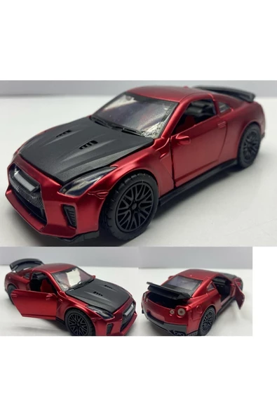 HEPSİLAZIM Diecast, Nissan Gtr Metal Oyuncak (Demir) Araba Çek Bırak Model Araç 10-CM Bagaj-Kapı Açılır