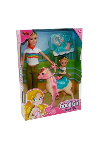 HEPSİLAZIM Oyuncak Et Bebek Orijinal Anne Kız 29 Cm Atlı Oyun Etkinlik Set Barbie Manken Bebeği