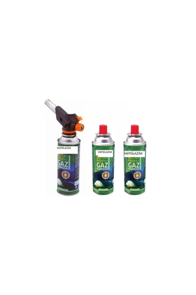 HEPSİLAZIM Pürmüz Pratik Çakmaklı Ayarlı Tüp Hürmüz Set 4 Lü Set 227 Gr 1300 ° Alev Pratik Mangal Ateş Çakmağı