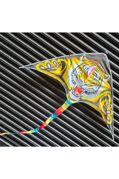 HEPSİLAZIM Büyük Boy Kaplan Uçurtma Tiger Kite 160 cmx75 cm Aslan Uçurma-Kuyruk 120 cm 30 mt ip Dahil - 3