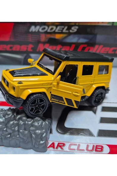 HEPSİLAZIM 12 Cm Metal Model Oyuncak Araba Land Rover Defender Çek bırak Jeep Sarı Jip Kapılar Bagaj Açılır