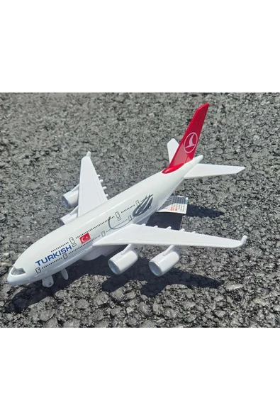 HEPSİLAZIM Diecast A380 Airbus Uçak Thy Havayolu Metal Model Oyuncak Yolcu Uçağı Çek/bırak Işık-ses 22 Cm - 2