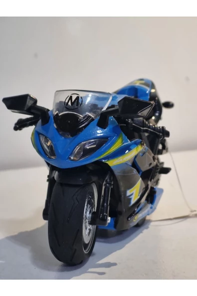 HEPSİLAZIM Kawasaki ZX-14 2011 Model Mavi Renkli Oyuncak Motor 13 cm