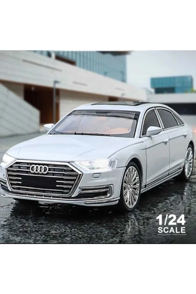 HEPSİLAZIM Model Araç Audi A8 Long Quattro 21 Cm Diecast Metal Oyuncak Araba Işık-Ses & Kaput Bagaj Kapı Açılır - 6