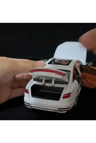 HEPSİLAZIM Model Araç Audi A8 Long Quattro 21 Cm Diecast Metal Oyuncak Araba Işık-Ses & Kaput Bagaj Kapı Açılır - 2