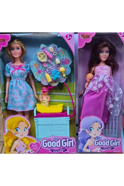 HEPSİLAZIM 29 Cm Hamile Anne Oyuncak Et Bebekli Aile Beşik & Pusetli Set 15 Parça Abla Kardeş Evcilik Oyunu - 4