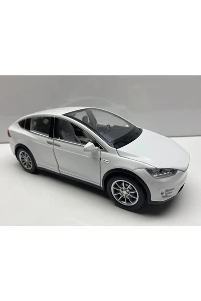 HEPSİLAZIM Tesla Model X Metal Araba 23 Cm Sesli Işıklı Kapılar Bagaj Kaput Açılır Oyuncak Demir Araç Tesla - 3