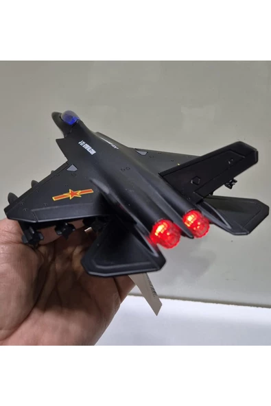 HEPSİLAZIM Oyuncak Metal Uçak J31 Gyrfalcon Fıghter Navy Air Force 5.nesil Savaş Uçağı Işıklı Sesli 22cm F-35