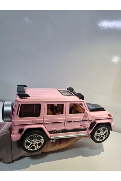 HEPSİLAZIM Pembe Jip Mercedes G63 G Class Metal Diecast Model Araç Çek Bırak Oyuncak Araba 22Cm - 4
