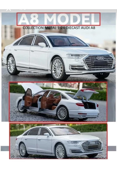 HEPSİLAZIM Model Araç Audi A8 Long Quattro 21 Cm Diecast Metal Oyuncak Araba Işık-Ses & Kaput Bagaj Kapı Açılır - 8
