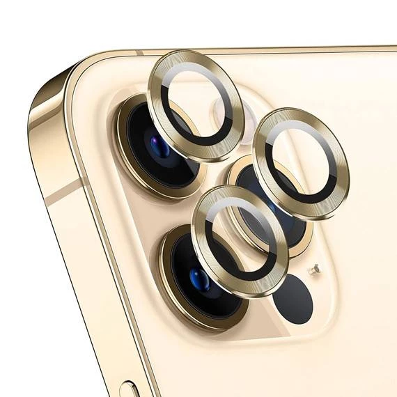 Apple iPhone 15 Pro Max 6.7'' Metal Çerçeveli Kamera Koruma Lensi Gold