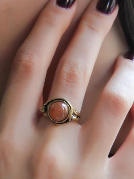 Doğal Taş Sitrin Doğal Taşlı Ayarlanabilir Orta Boy Yüzük euy7s ürün görseli