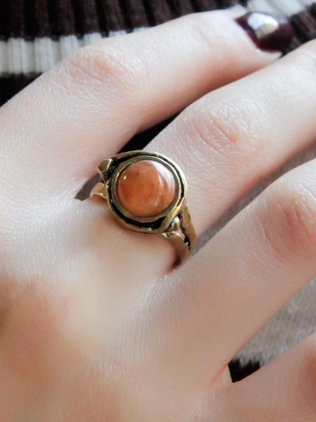 Doğal Taş Sitrin Doğal Taşlı Ayarlanabilir Orta Boy Yüzük euy7s - Resim 3