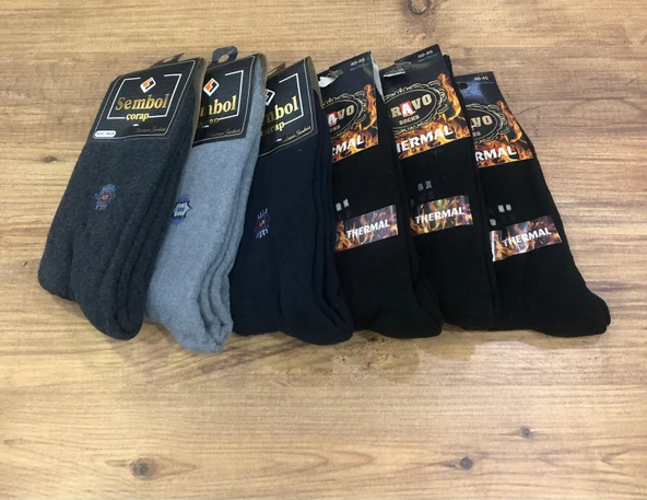 12 Li Royam İzlen Erkek Kışlık Kalın Havlu Çorap 40 - 45 No - Resim 3