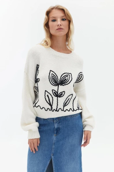 FASHION FRIENDS KADIN NAKIŞLI KAZAK 24K0038K1