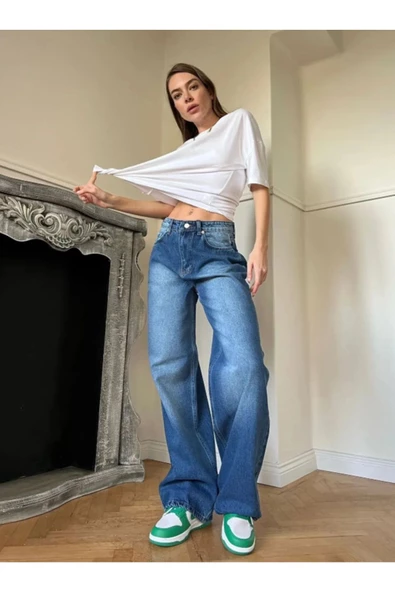 mintev Baggy Bol Kesim Jean Palazzo Pantolon - 2