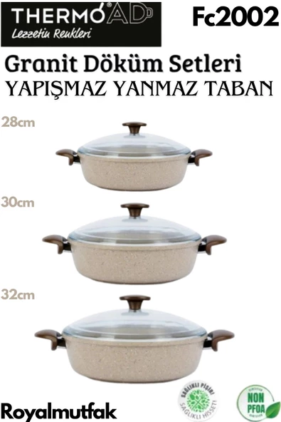 Thermoad 3'Lü Vizon Set (28-30-32 Cm Karnıyarık Tenceresi)