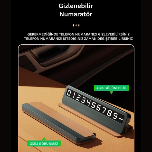 Coofbe Premıum Deri Alaşım Gizlenebilir Araç Park Telefon Numaratörü Geçici Park Telefon Numaratörü - 4