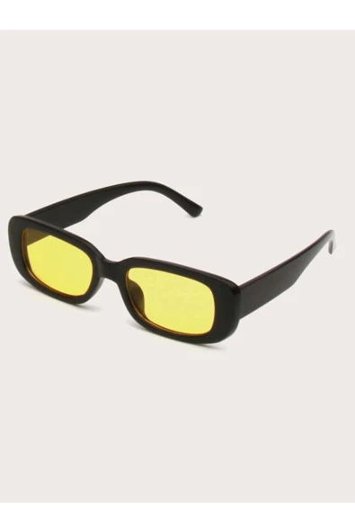 Chunky Frame Vintage Sarı Siyah Güneş Gözlüğü - 2