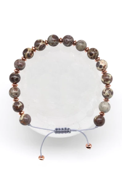 Jasper Doğal Taş Makrome Örme Bileklik Küre Kesim ürün görseli