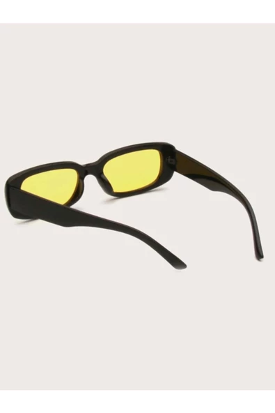 Chunky Frame Vintage Sarı Siyah Güneş Gözlüğü - 4