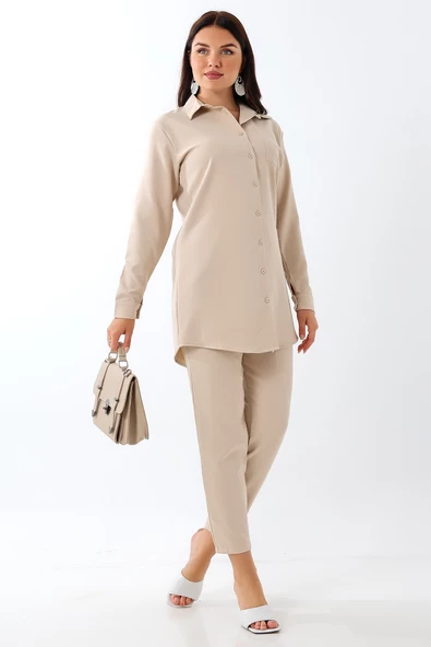 Dabıl Kumaş Tunik Gömlek Pantolon Takım - 9