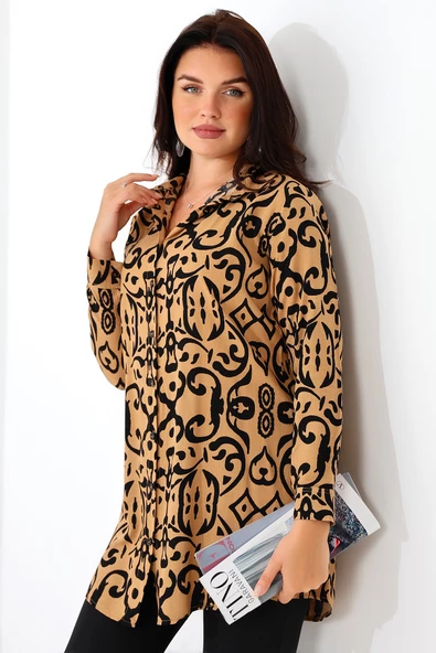 Desenli Pamuklu Dabıl Kumaş  Tunik Takım - 6