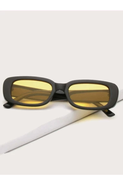 Chunky Frame Vintage Sarı Siyah Güneş Gözlüğü - 3