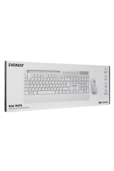 Everest 2.4 Ghz Kablosuz Standart Klavye Mouse Seti 1600 Dpi Beyaz KM-9676 - 5