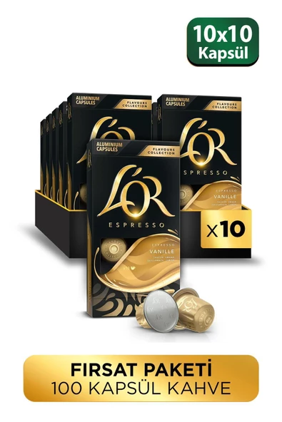 L'OR - Vanilya Aromalı Nespresso Uyumlu 10 Adet Alüminyum Kapsül Kahve x 10 Adet