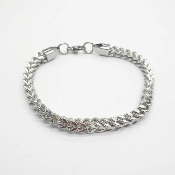 Gümüş Renk Düzleştirilmiş Sarmal Zincir Bileklik