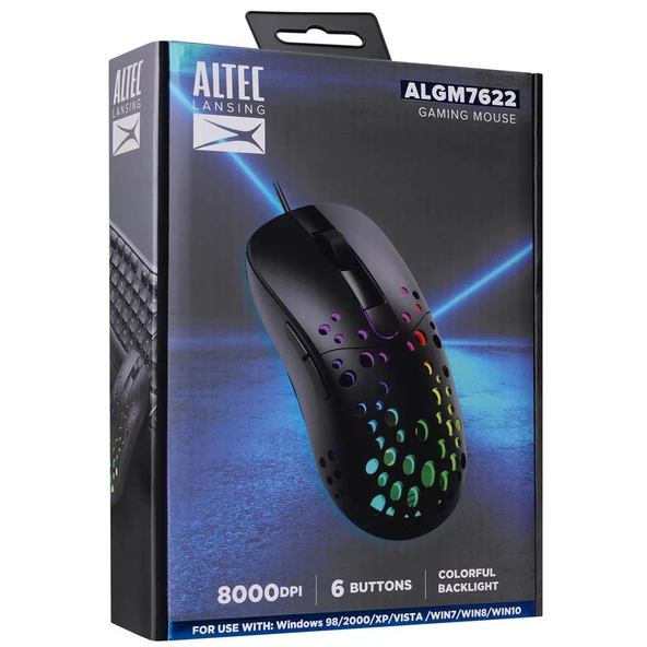 Altec Lansing ALGM7622 Beyaz USB Kablolu 6 Tuşlu Renkli Led Işıklı 8000DPI Gaming Oyuncu Mouse - Resim 2