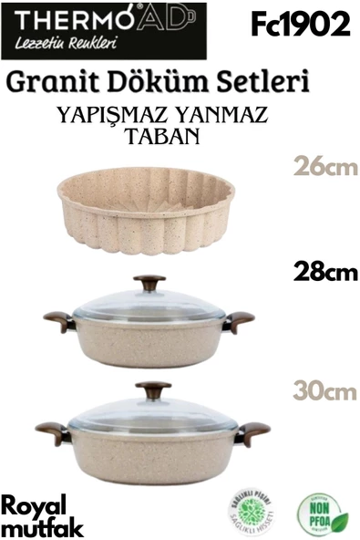 Thermoad 3'Lü Vizon Set (28-30 Cm Karnıyarık Tenceresi-Tart Kalıbı)