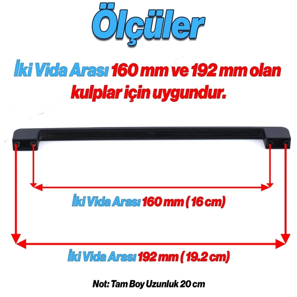 Radus Siyah Metal Kulp 192 mm -19.2 cm Mobilya Çekmece Mutfak Dolabı Dolap Kulpları Kulbu Kulpu - 3