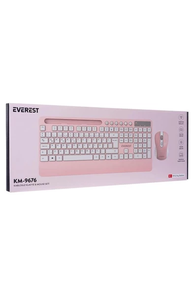 Everest 2.4 Ghz Kablosuz Standart Klavye Mouse Seti 1600 Dpi Pembe KM-9676 - 5
