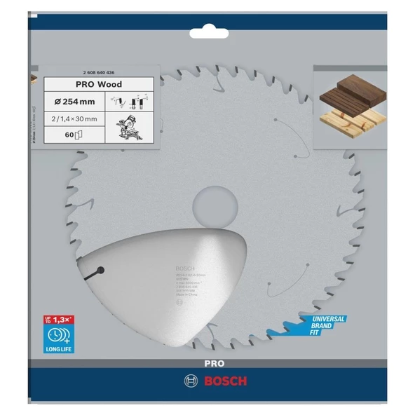 Bosch Optiline Wood 254 x 30 Mm 60 Diş Ahşap Daire Testere Bıçağı 2608640436 - 2