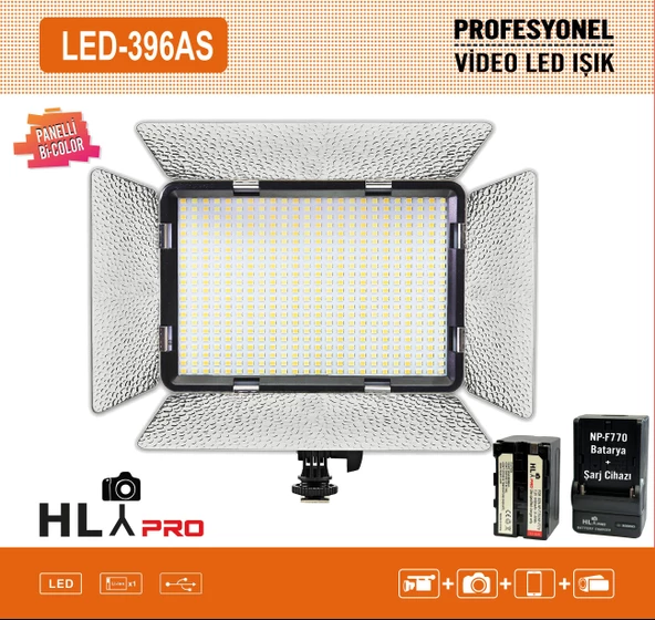 Cazipshop 396 AS Panelli Video Kamera Işıği Led Işık Sony,Panasonic Jvc 3200k-5600k - 6