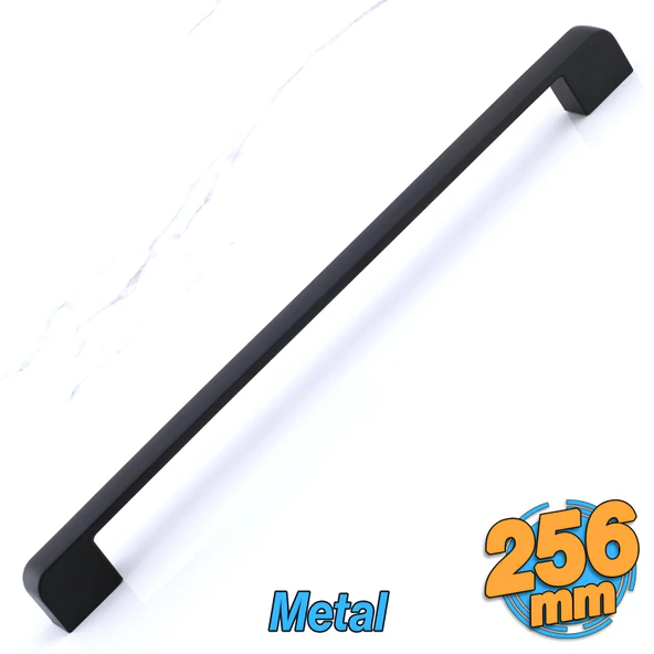 Radus Siyah Metal Kulp 256 mm - 25.6 cm Mobilya Çekmece Mutfak Dolabı Dolap Kulpları Kulbu Kulpu