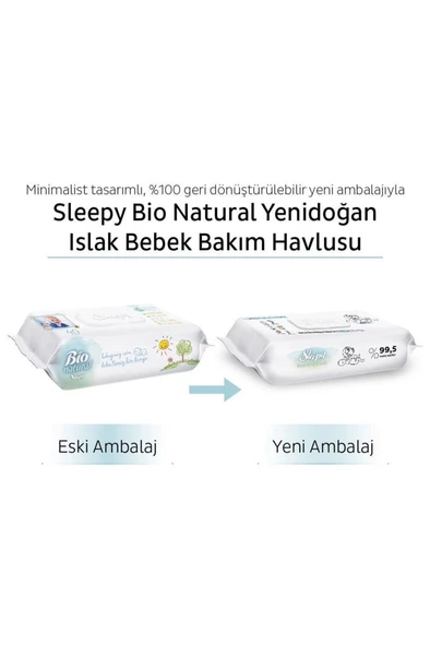 Sleepy Bio Natural Yenidoğan Islak Bebek Bakım Havlusu 12x40 (480 Yaprak) - Resim 6
