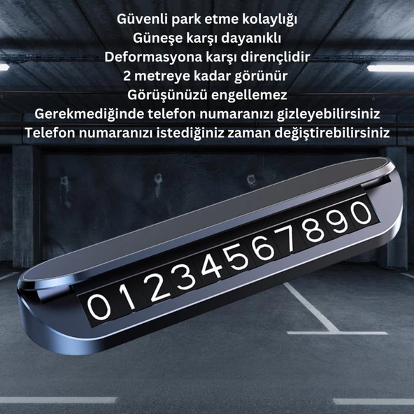 Coofbe Premıum Kapaklı Gizlenebilir Araç Park Telefon Numaratörü Geçici Park Telefon Numaratörü - 2