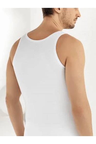 Sistina Bayan Beyaz Pamuklu Penye Atlet SİSMEN01 - Resim 2