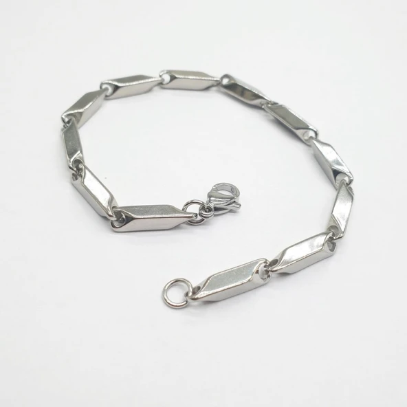 Gümüş Renk Kalın Köşeli Erkek Bileklik - 11