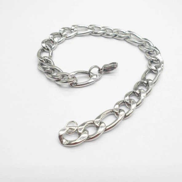 Gümüş Renk Erkek Zincir Bileklik - 3